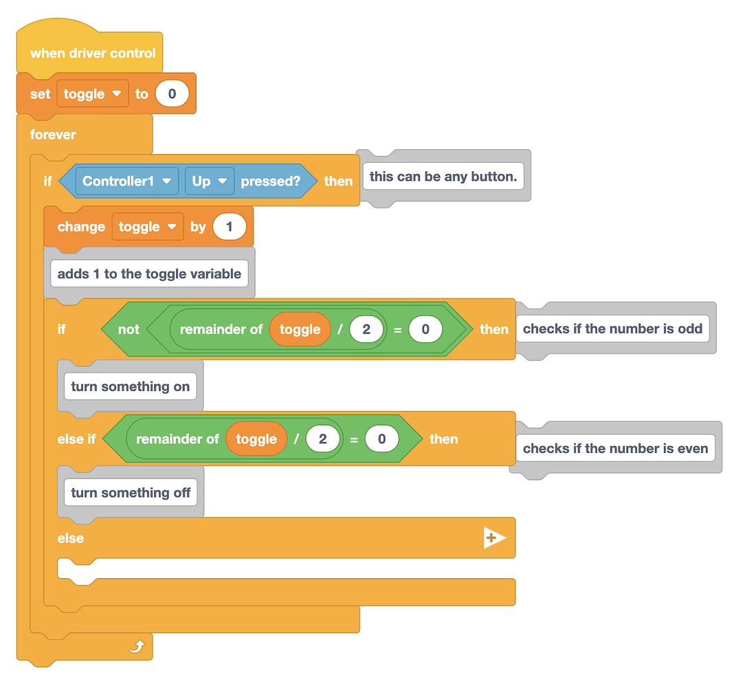 Toggle system in both C++ and Blocks - Technical Discussion - VEX Forum