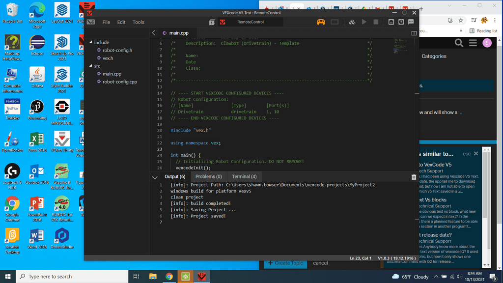 VEXCode Text - controller connections orange - VEXcode V5 Tech Support ...