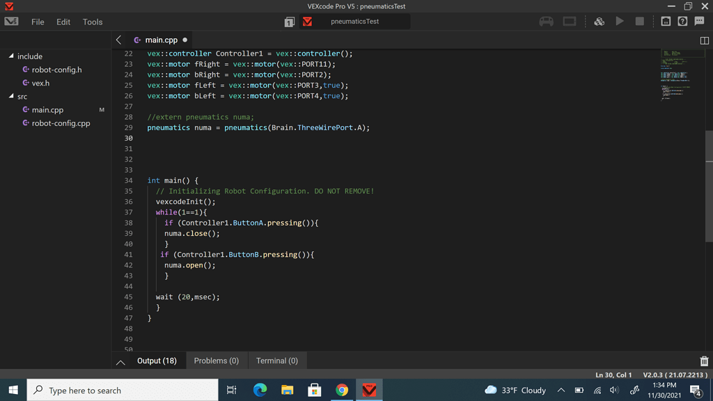 Pneumatics Code! - Programming Support - VEX Forum