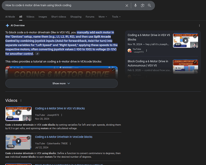 How to code 6 motor drive train using block coding - VEX Robotics ...
