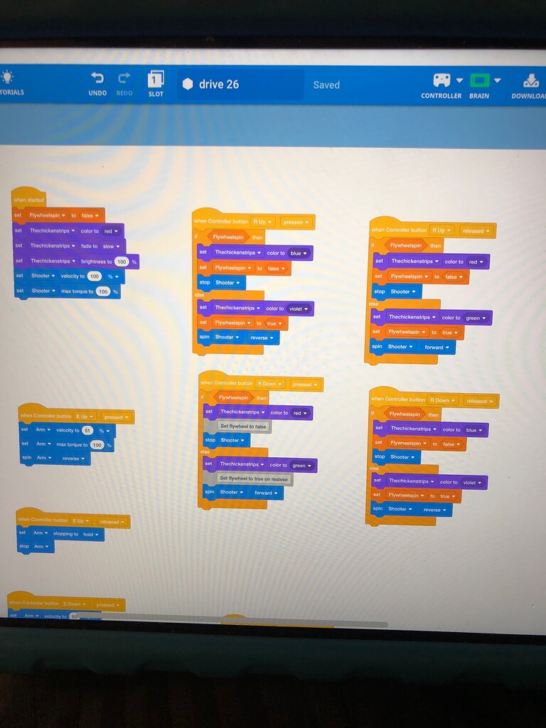 Vex IQ Flywheel RUp (spin) and RDown (stop) issue on button release