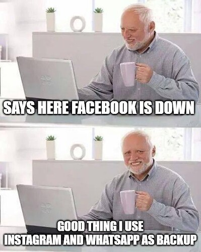 Facebook is down - glad I use Instagram as a backup