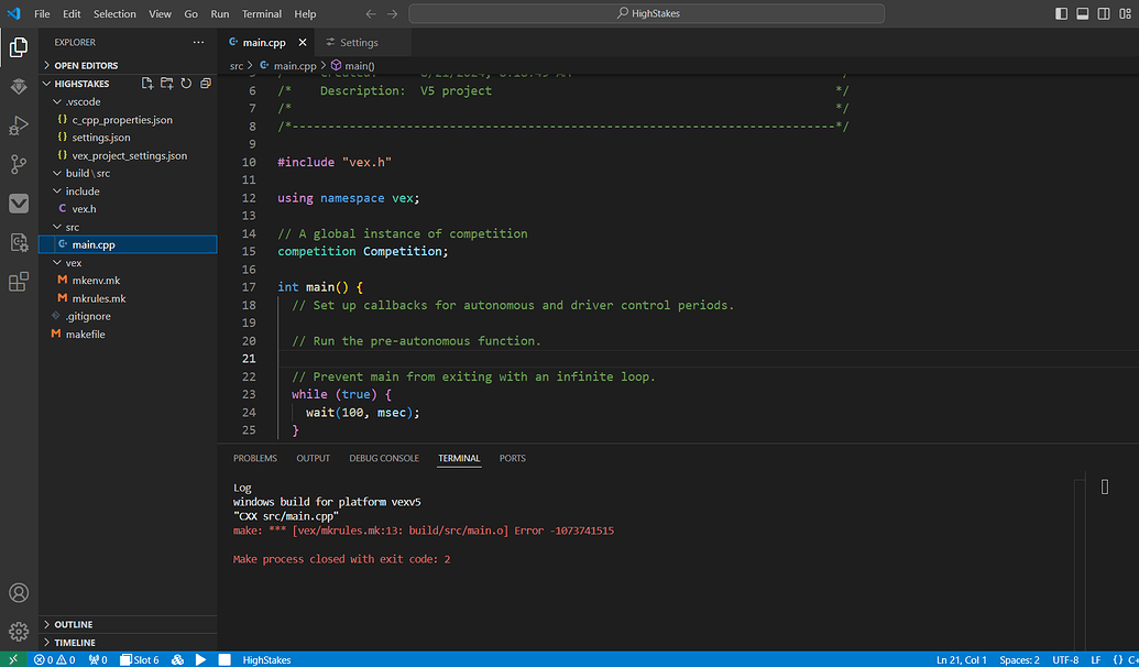 Need help with VS Code - Programming Support - VEX Forum