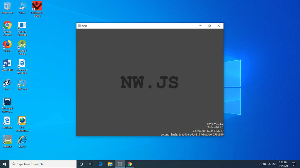 Getting a NW.js screen instead of V5 blocks screen VEXcode V5 Tech