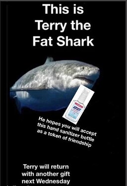 Terry bring Sanitizer