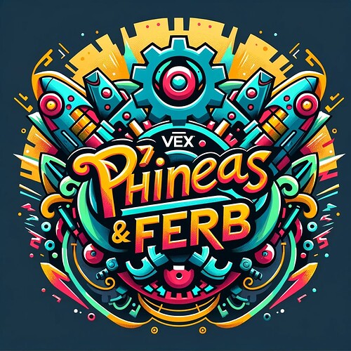 DALL·E 2023-11-05 16.05.21 - Create a logo that represents a VEX Robotics team named 'Phineas and Ferb'. The logo should feature robotic elements, such as gears or circuitry, and