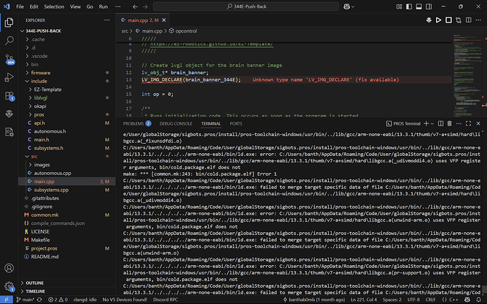 PROS Errors After Upgrade - Programming Support - VEX Forum