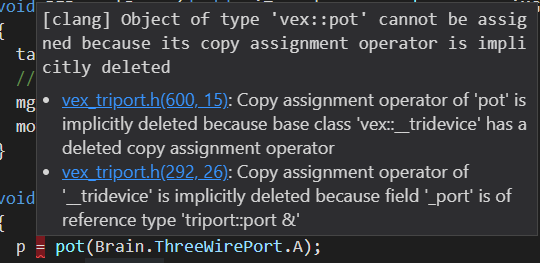 Old sensors are not reassignable - VEXcode Pro V5 Text Tech Support ...