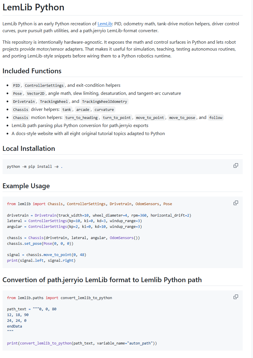 LemLib Python for Full Movement Control - PID, Swing, Pose, Curvature ...