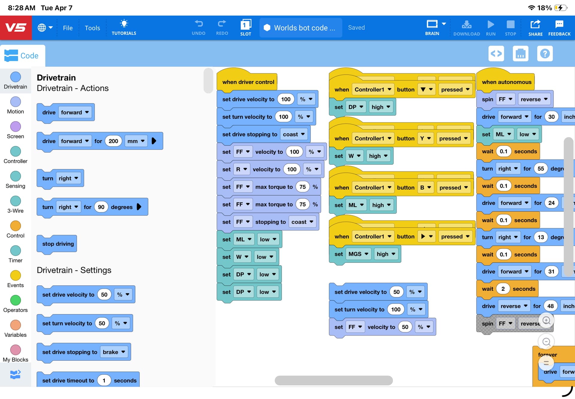 Vex Basic Programming Our auton is not working - Programming Support - VEX Forum
